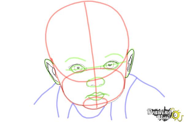 How to Draw a Baby Face - Step 8 How to Draw a Baby Face - Step 8