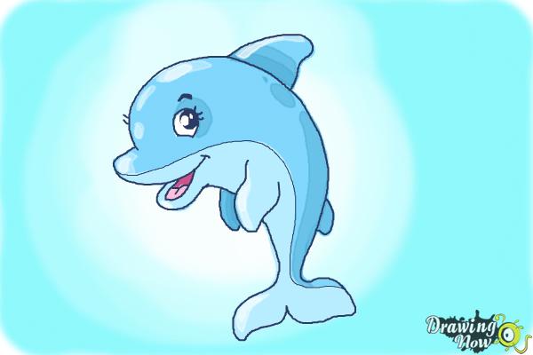How to Draw a Cute Dolphin - Step 10