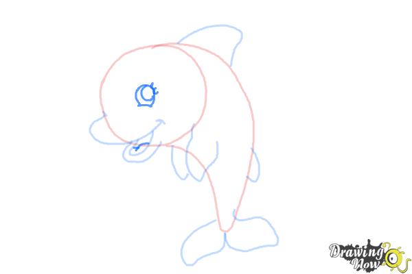 How to Draw a Cute Dolphin - Step 7