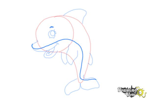 How to Draw a Cute Dolphin - Step 8