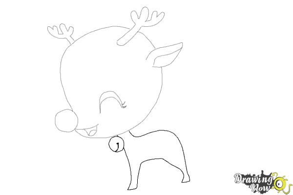 How to Draw a Cute Reindeer - Step 7 How to Draw a Cute Reindeer - Step 7