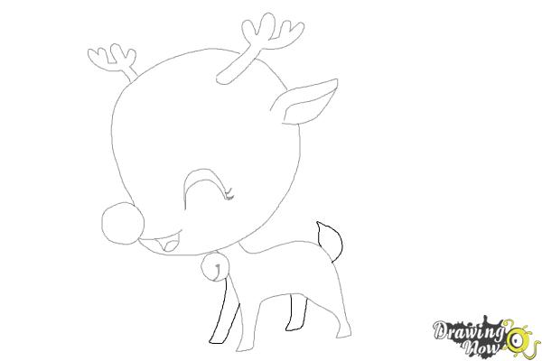 How to Draw a Cute Reindeer - Step 8 How to Draw a Cute Reindeer - Step 8