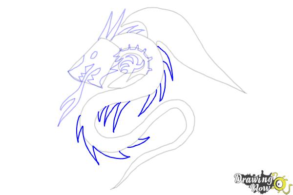 How to Draw a Dragon Tribal Tattoo - Step 7 How to Draw a Dragon Tribal Tattoo - Step 7