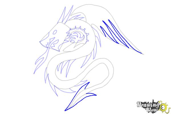 How to Draw a Dragon Tribal Tattoo - Step 8 How to Draw a Dragon Tribal Tattoo - Step 8