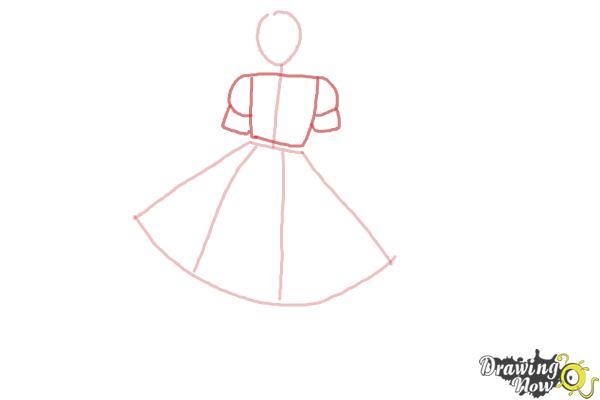 How to Draw a Girl In a Dress Easy - Step 3 How to Draw a Girl In a Dress Easy - Step 3