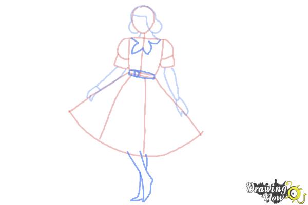 How to Draw a Girl In a Dress Easy - Step 6 How to Draw a Girl In a Dress Easy - Step 6