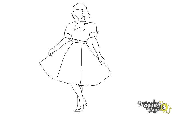 How to Draw a Girl In a Dress Easy - Step 7 How to Draw a Girl In a Dress Easy - Step 7