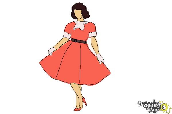 How to Draw a Girl In a Dress Easy - Step 8 How to Draw a Girl In a Dress Easy - Step 8