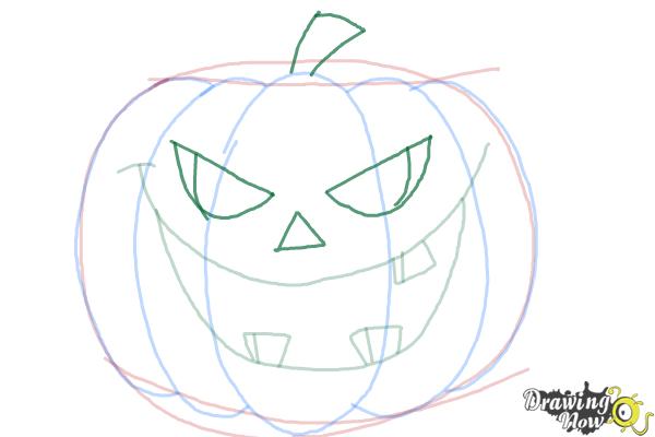 How to Draw a Halloween Pumpkin - Step 7 How to Draw a Halloween Pumpkin - Step 7