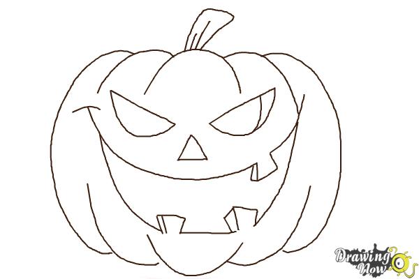 How to Draw a Halloween Pumpkin - Step 8 How to Draw a Halloween Pumpkin - Step 8