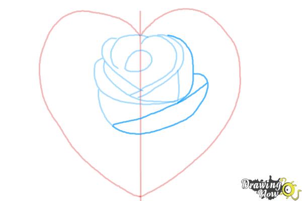 How to Draw a Heart Rose - Step 5