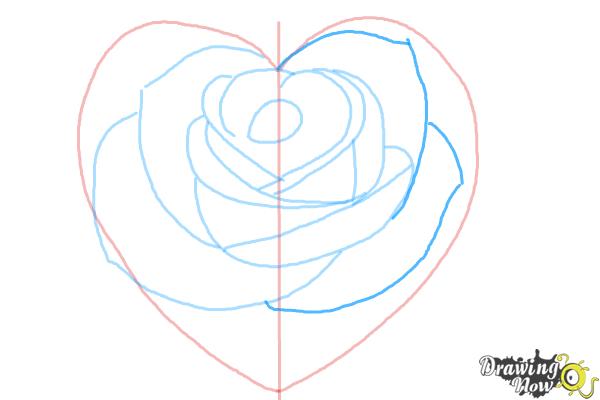 How to Draw a Heart Rose - Step 7