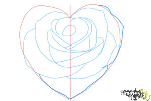 How to Draw a Heart Rose - Step 8