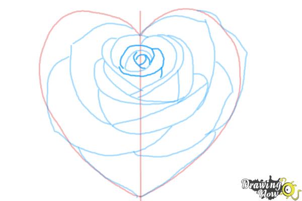 How to Draw a Heart Rose - Step 9