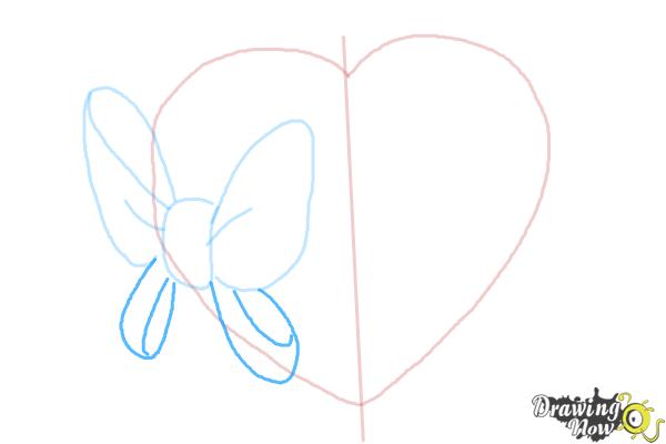 How to Draw a Heart With a Bow - Step 4 How to Draw a Heart With a Bow - Step 4
