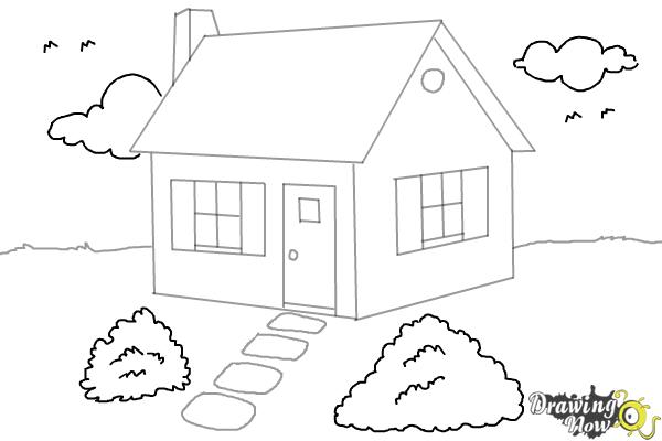 How to Draw a House Step by Step - Step 9 How to Draw a House Step by Step - Step 9