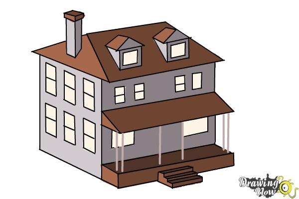 How to Draw a House, Two Story House - Step 11 How to Draw a House, Two Story House - Step 11