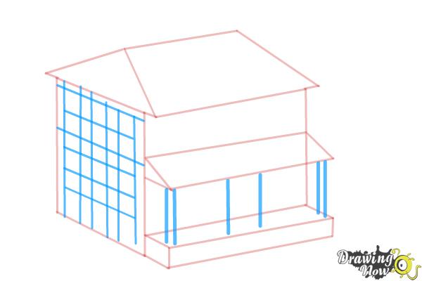 How to Draw a House, Two Story House - Step 6 How to Draw a House, Two Story House - Step 6