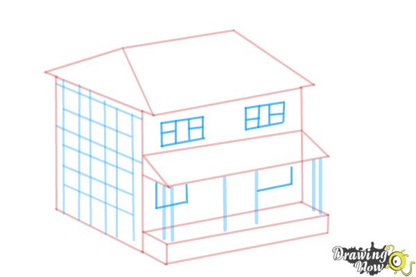 How to Draw a House, Two Story House - Step 7 How to Draw a House, Two Story House - Step 7