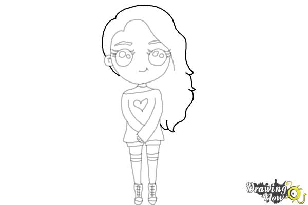 How to Draw a Kawaii Girl - Step 10 How to Draw a Kawaii Girl - Step 10