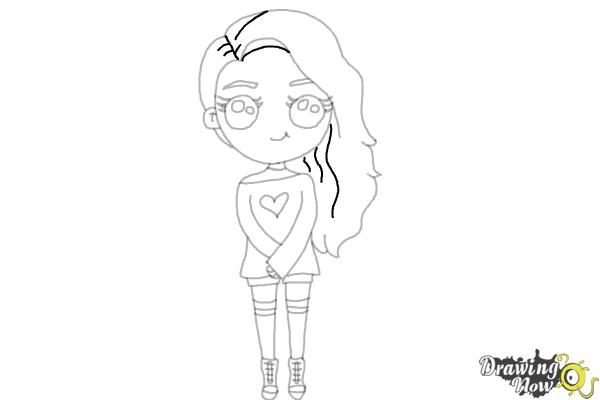 How to Draw a Kawaii Girl - Step 11 How to Draw a Kawaii Girl - Step 11