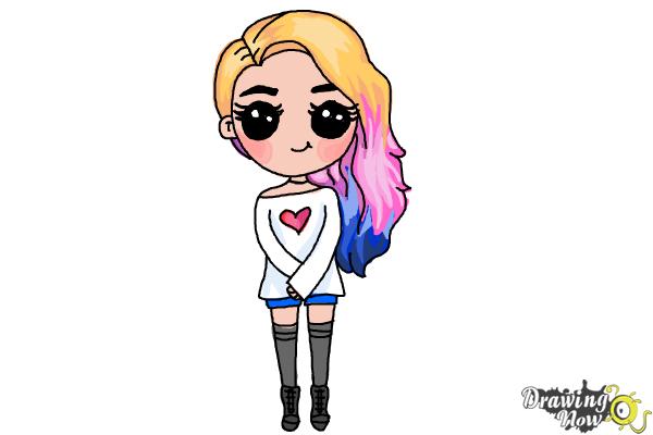 How to Draw a Kawaii Girl - Step 12 How to Draw a Kawaii Girl - Step 12