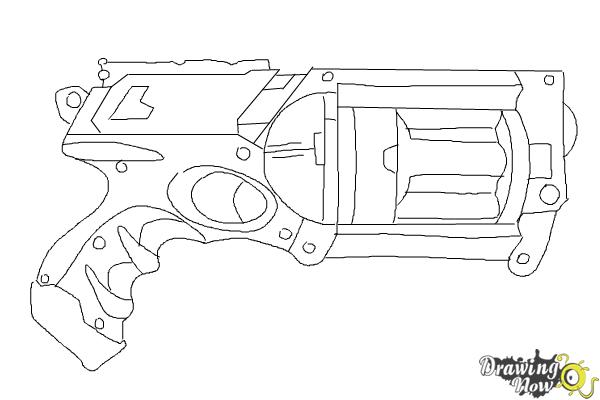 How to Draw a Nerf Gun - Step 10 How to Draw a Nerf Gun - Step 10