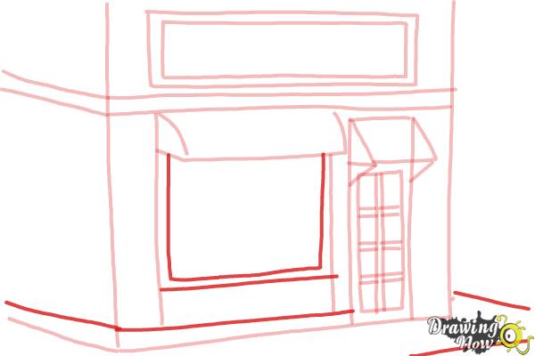 How to Draw a Simple Cake Shop - Step 10 How to Draw a Simple Cake Shop - Step 10