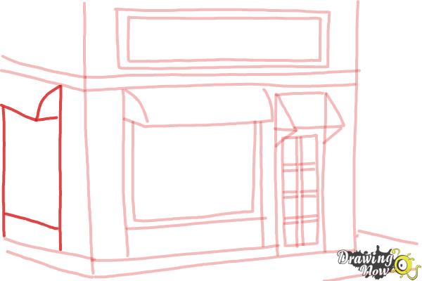 How to Draw a Simple Cake Shop - Step 11 How to Draw a Simple Cake Shop - Step 11