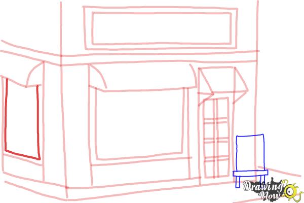 How to Draw a Simple Cake Shop - Step 12 How to Draw a Simple Cake Shop - Step 12
