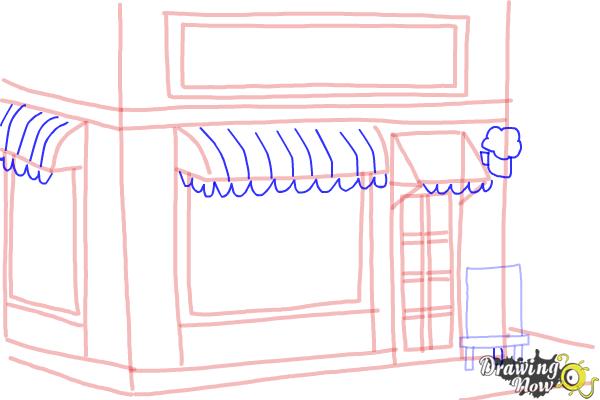 How to Draw a Simple Cake Shop - Step 13 How to Draw a Simple Cake Shop - Step 13