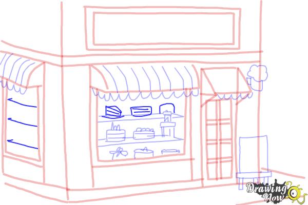 How to Draw a Simple Cake Shop - Step 18 How to Draw a Simple Cake Shop - Step 18