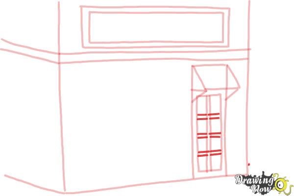 How to Draw a Simple Cake Shop - Step 8 How to Draw a Simple Cake Shop - Step 8