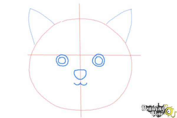 How to Draw a Simple Cat Face - Step 4 How to Draw a Simple Cat Face - Step 4