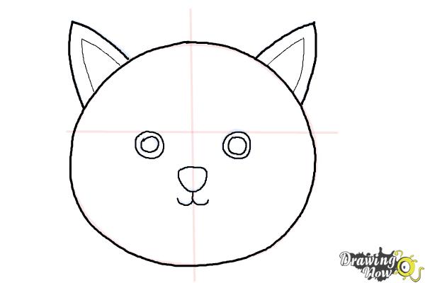 How to Draw a Simple Cat Face - Step 5 How to Draw a Simple Cat Face - Step 5