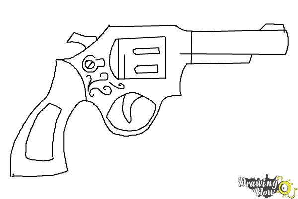 How to Draw a Simple Gun - Step 8 How to Draw a Simple Gun - Step 8