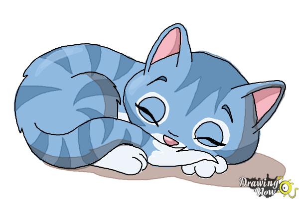 How to Draw a Sleeping Cat - Step 14 How to Draw a Sleeping Cat - Step 14