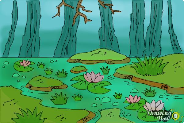How to Draw a Swamp - Step 9 How to Draw a Swamp - Step 9