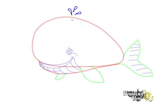 How to Draw a Whale For Kids - Step 10 How to Draw a Whale For Kids - Step 10