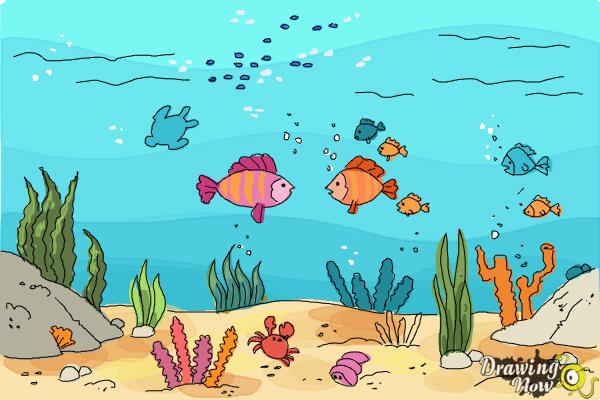 How to Draw an Underwater Scenehow to Draw an Underwater Scene - Step 10 How to Draw an Underwater Scenehow to Draw an Underwater Scene - Step 10