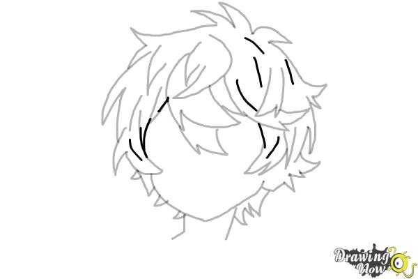 How to Draw Anime Boy Hair - Step 14 How to Draw Anime Boy Hair - Step 14