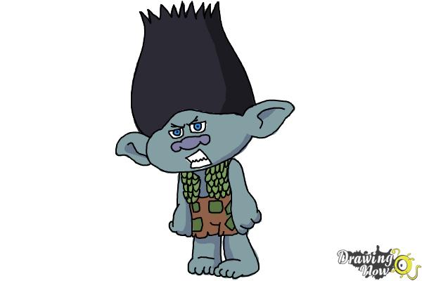 How to Draw Branch from Trolls Movie - Step 12 How to Draw Branch from Trolls Movie - Step 12