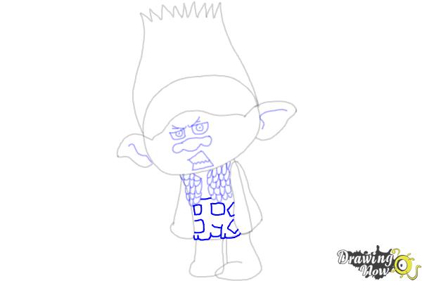 How to Draw Branch from Trolls Movie - Step 9 How to Draw Branch from Trolls Movie - Step 9