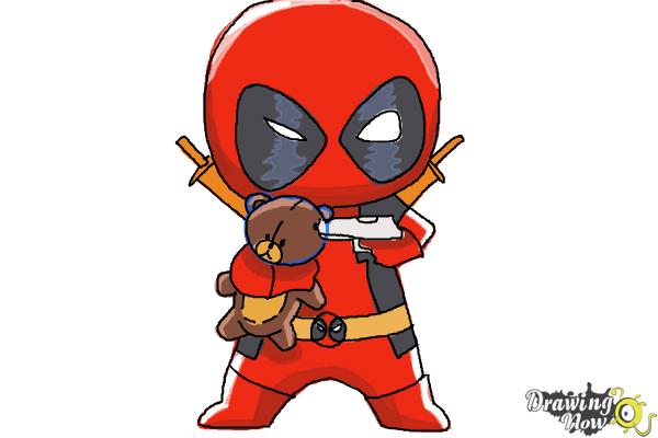 How to draw Chibi Deadpool - Step 10 How to draw Chibi Deadpool - Step 10