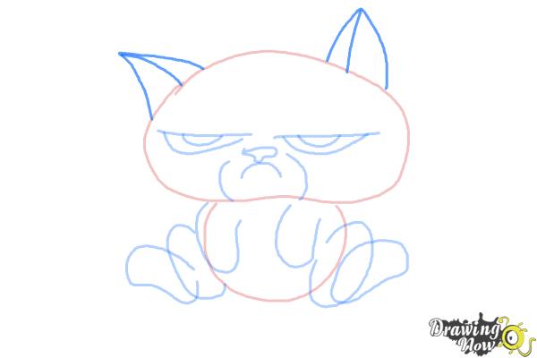 How to Draw Chibi Grumpy Cat - Step 6 How to Draw Chibi Grumpy Cat - Step 6