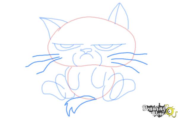 How to Draw Chibi Grumpy Cat - Step 7 How to Draw Chibi Grumpy Cat - Step 7