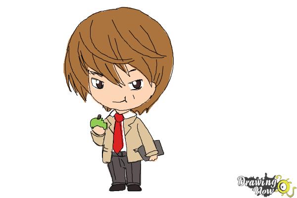 How to Draw Chibi Light Yagami - Step 10 How to Draw Chibi Light Yagami - Step 10