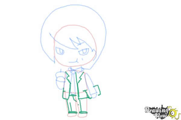 How to Draw Chibi Light Yagami - Step 7 How to Draw Chibi Light Yagami - Step 7
