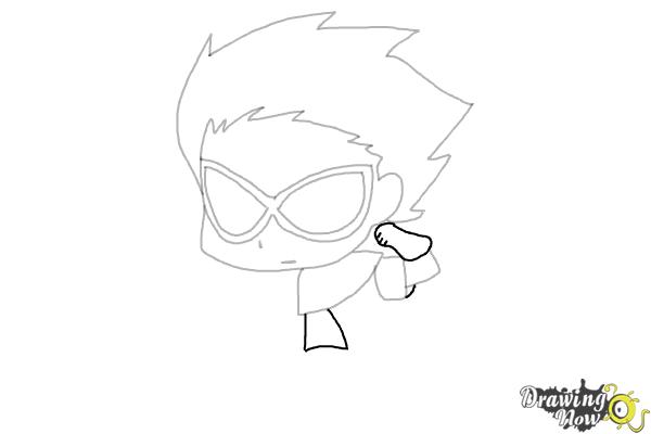 How to Draw Chibi Robin | Teen Titans - Step 6 How to Draw Chibi Robin | Teen Titans - Step 6