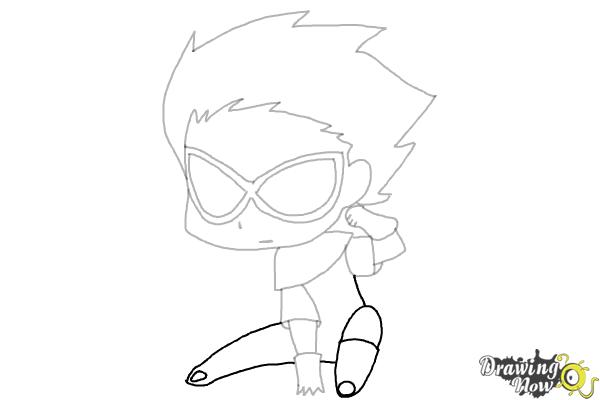 How to Draw Chibi Robin | Teen Titans - Step 8 How to Draw Chibi Robin | Teen Titans - Step 8